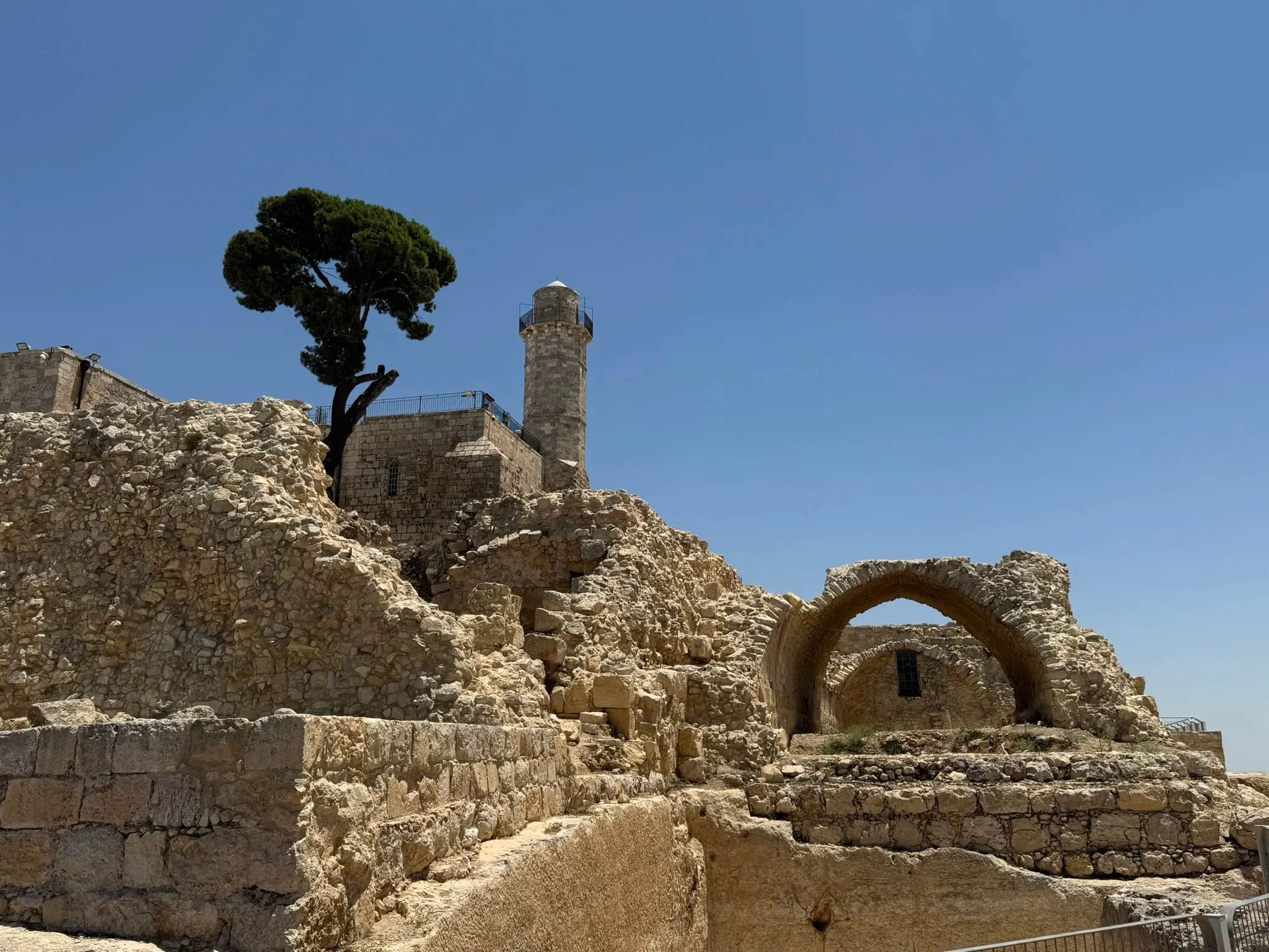 A hilltop fortress ruin and tower in the Judean hills